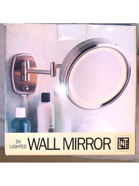 LINENS N THINGS 5X MAGNIFICATION LIGHTED WALL MIRROR NIB